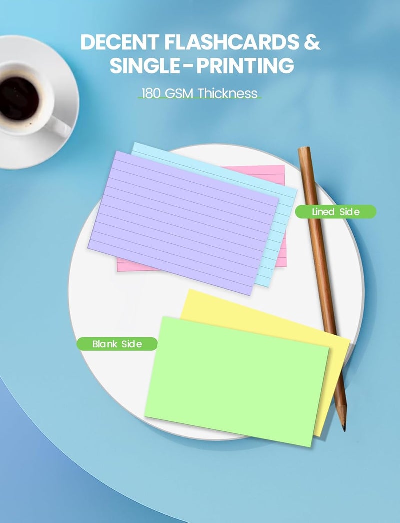 Aidunmis 3x5 Index Cards Colored Note Cards, 250 PCS Ruled Index Cards 3x5, Lined Index Flashcards 3 x 5, Color Flash Cards for Studying, Lined on Front, Blank on Back, 3 x 5 Recipe Card, Notecards for Office - Image 4